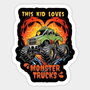 This Kid Loves Monster Trucks Boys and Girls Gift T-Shirt Sticker